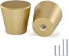 LONTAN 10 Pack Bathroom Cabinet Knobs Brushed Brass Drawer Knobs - LS745GD Modern Cabinet Knobs Handle Cone Shape