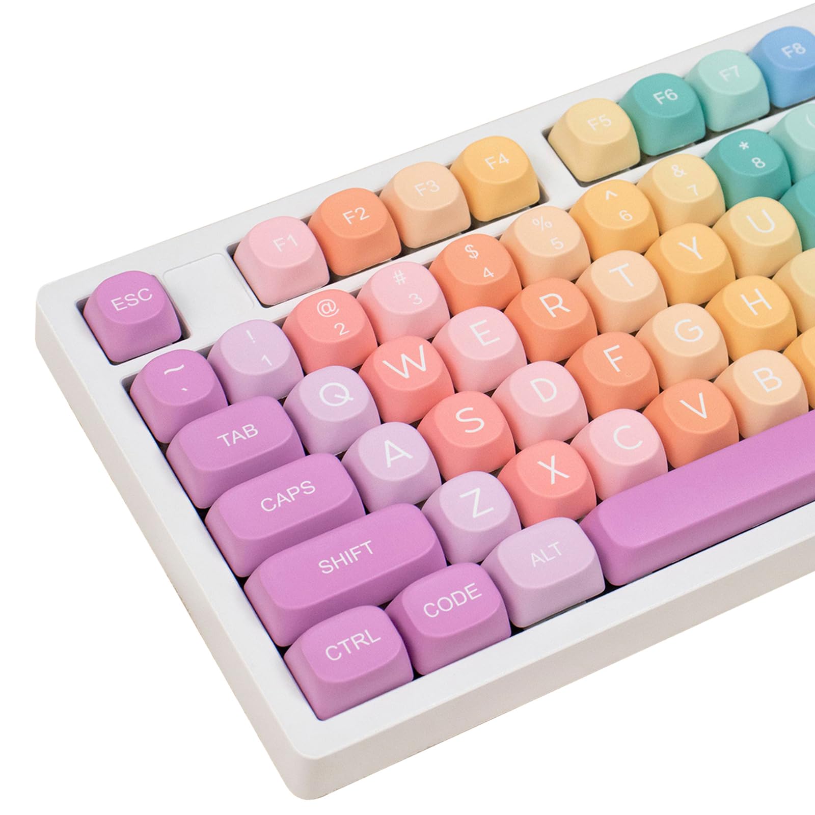 Copritasti in PBT, copritasti Rainbow Candy, 126 tasti, set di keycap con profilo MOA, copritasti colorati personalizzati a sublimazione per tastiere meccaniche Cherry Gateron MX Swithes