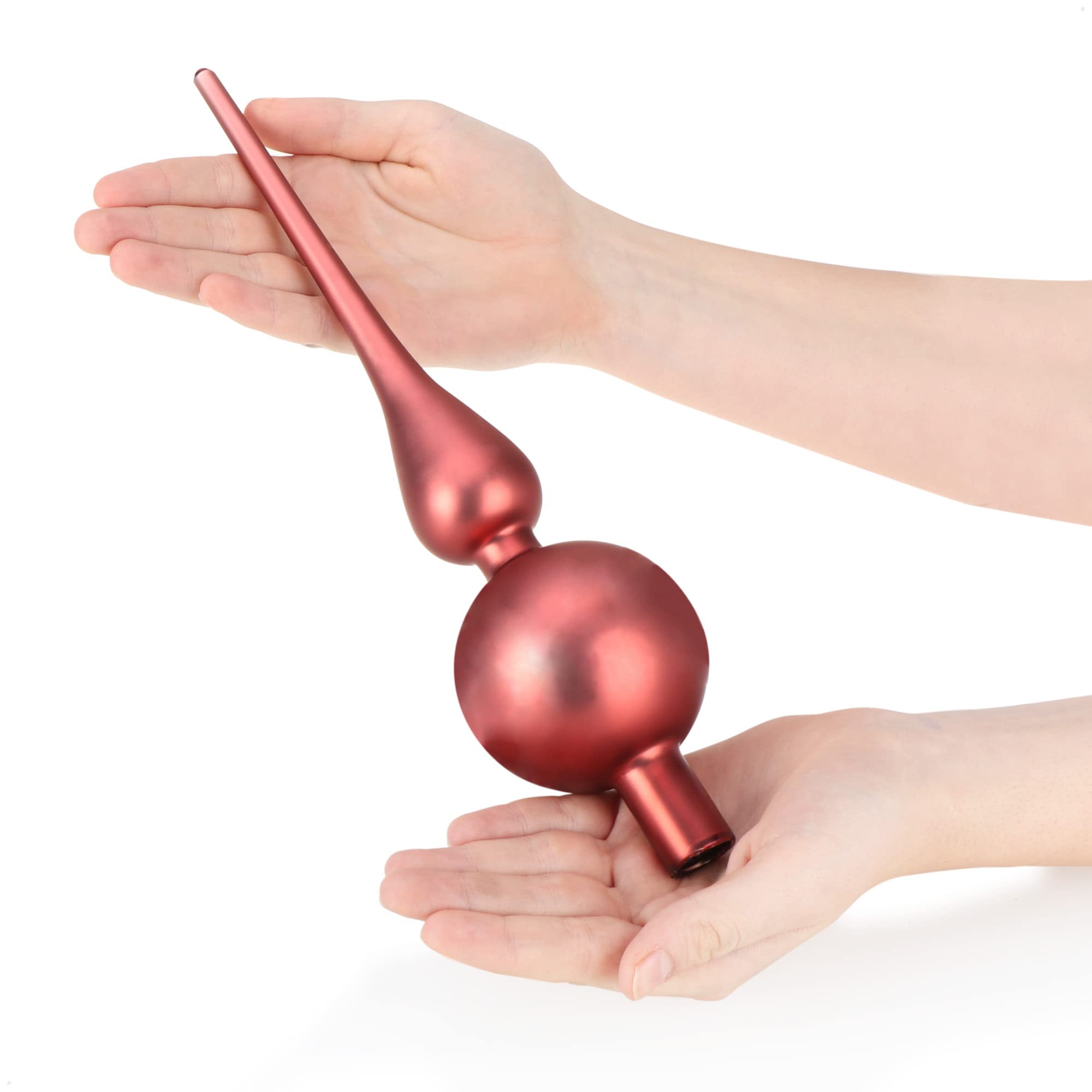 com-four® 2X Cima dell'albero di Natale - Cima dell'albero di Natale in Vero Vetro per Natale - 28 cm - Rosa Nobile Opaco