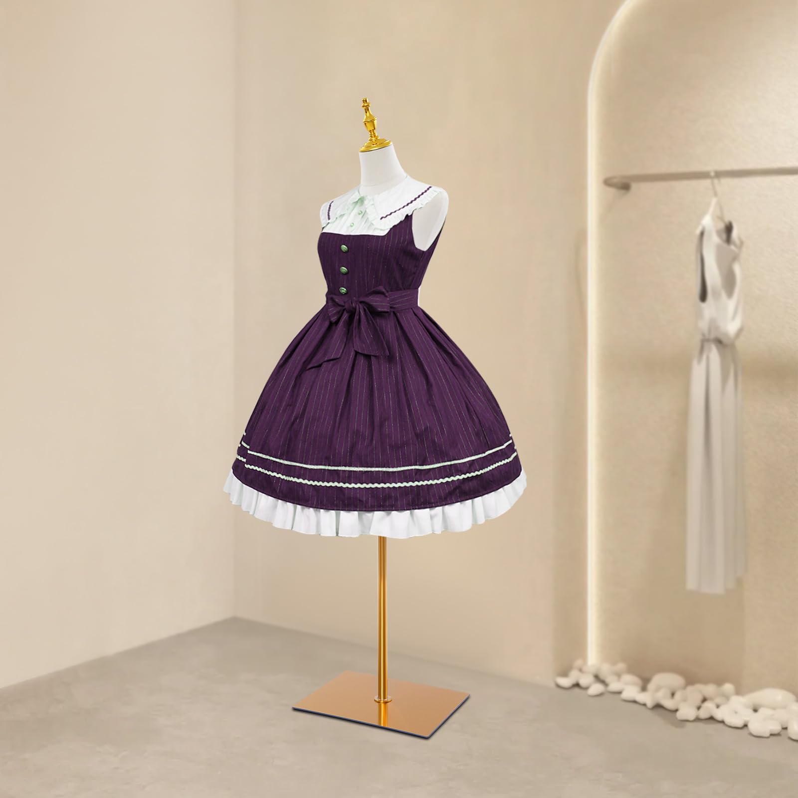 Forma de vestido para mujer, maniquí de pie, ajustable, maniquí, soporte para vestido de novia, soporte de 70 – 130 cm (dorado, cuadrado)