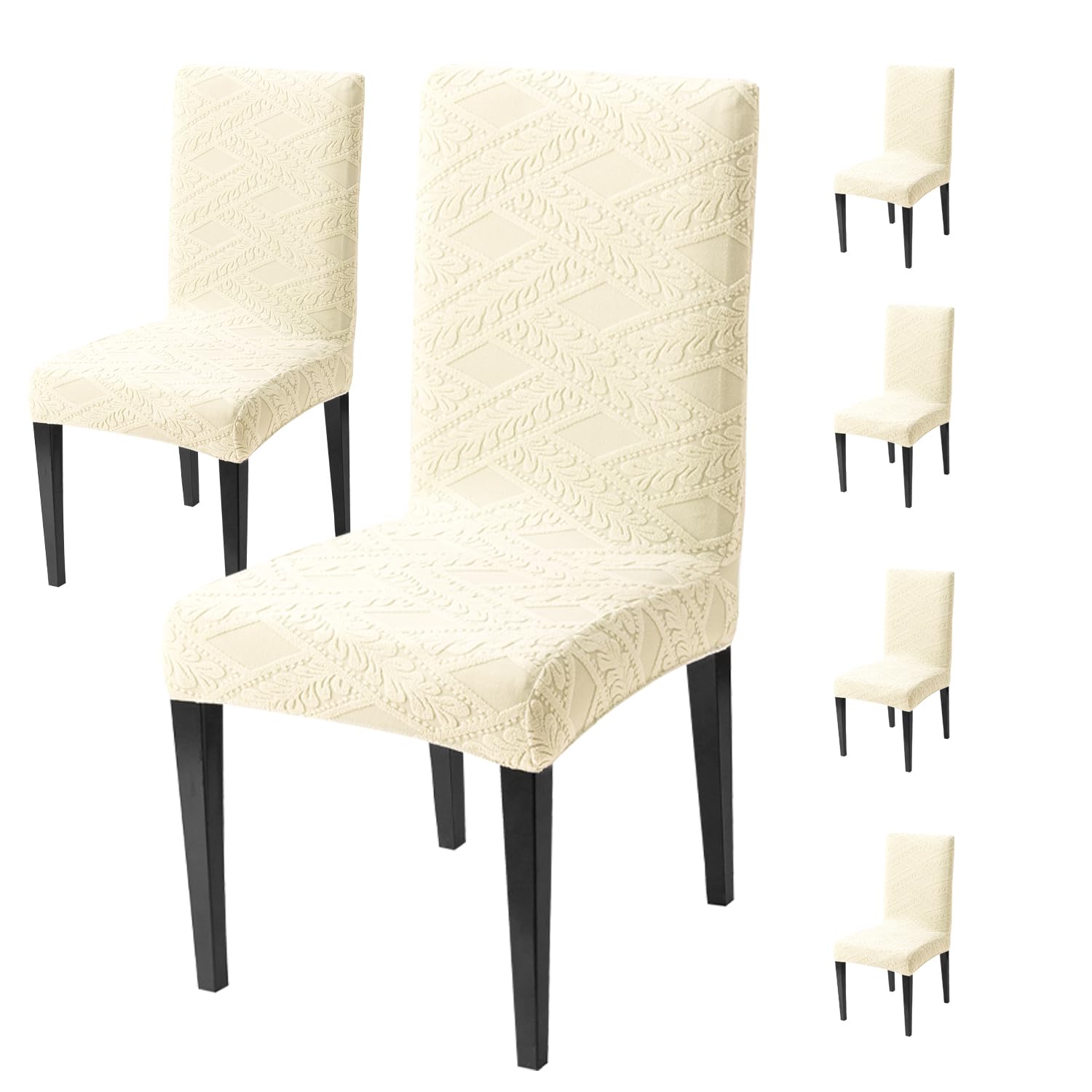 Stretchable Chair Covers - Green Jacquard Dining Covers -9