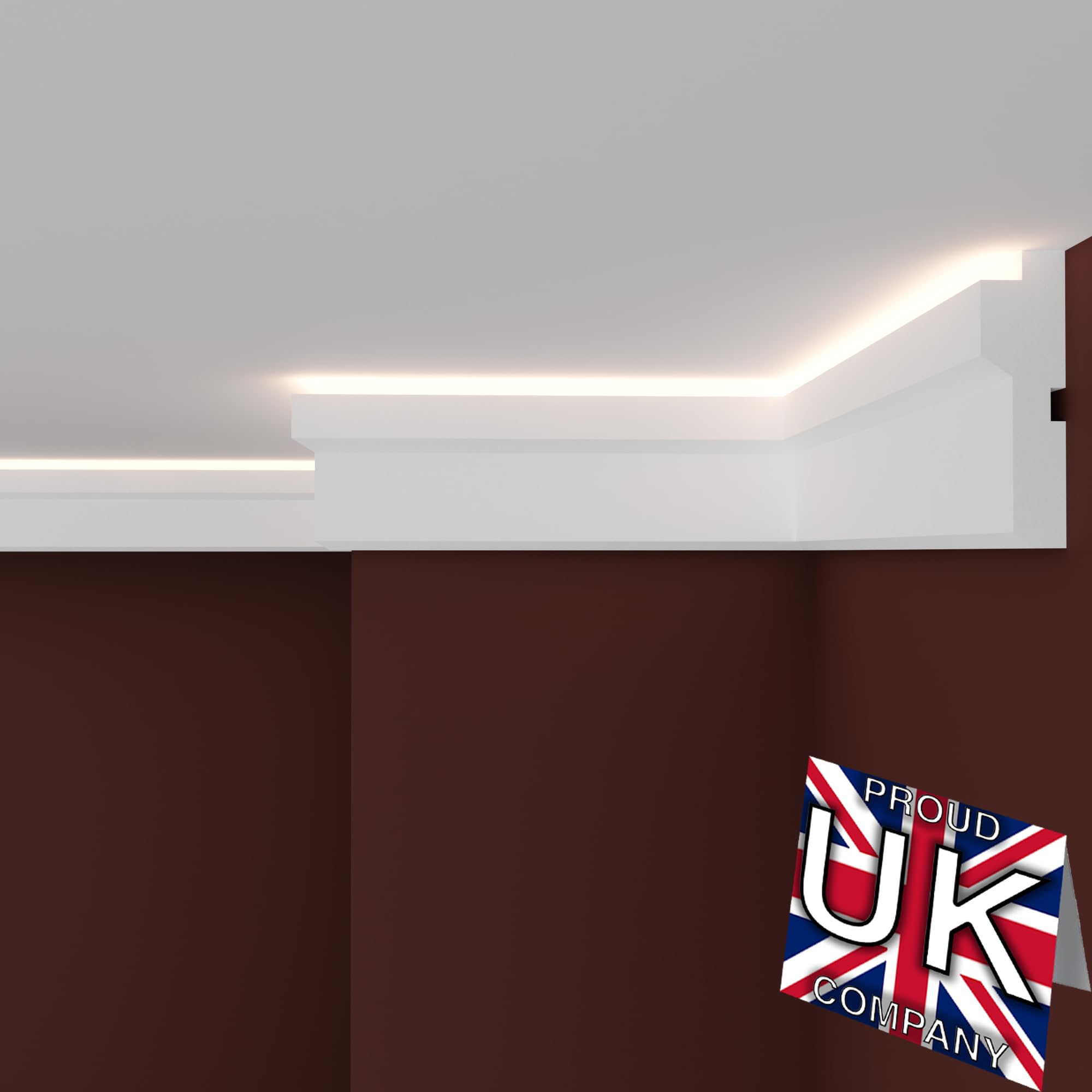 FAST DECOR XPS Ceiling Cornice Coving – Extruded Polystyrene Moulding Trim, Lightweight Decorative Coving for Ceilings, LED Coving, LED Cornice, LED Lighting Coving (CLL24, 10M (5 Length))
