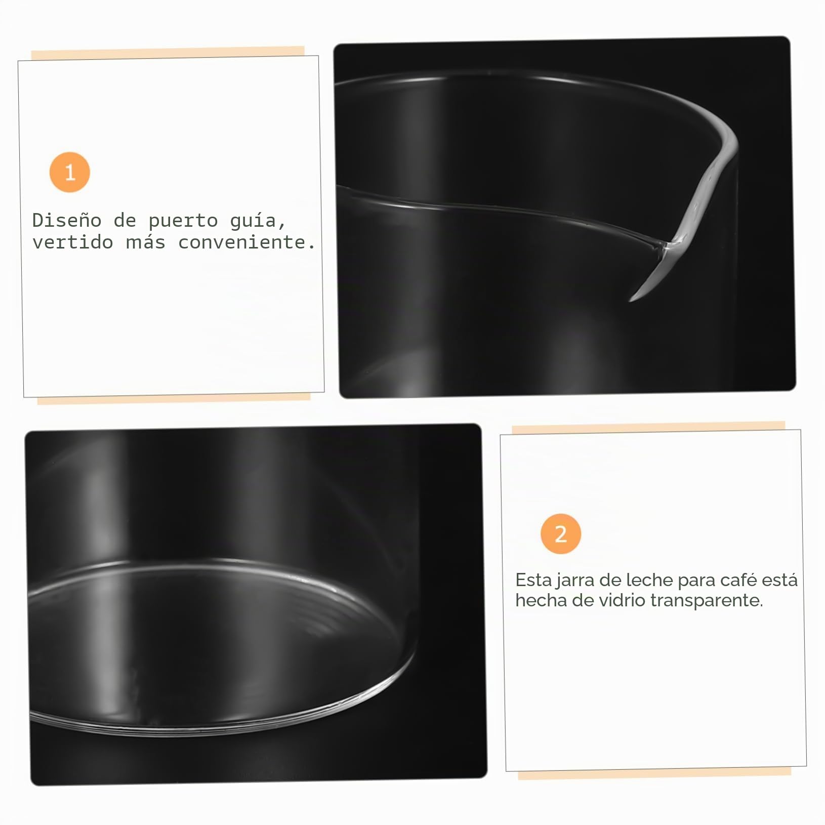 BESTonZON Juego de 4 jarras pequeñas de cristal de 110 ml, jarra de café, jarra de leche, jarra de café, jarra de café, taza de cristal, jarra de leche, jarra de capuchino, tazas