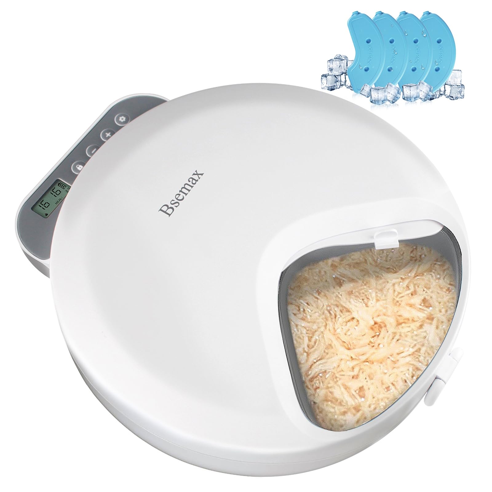 Automatic Wet Food Cat Feeder, Auto Refrigerated Wet Foods Feeder for Cats Dogs 4 Meal Timed Fresh Foods Dispenser with 4 Ice Packs Small Pet Feeders for Kitty Puppy Automatic Cat Dog Food Bowl