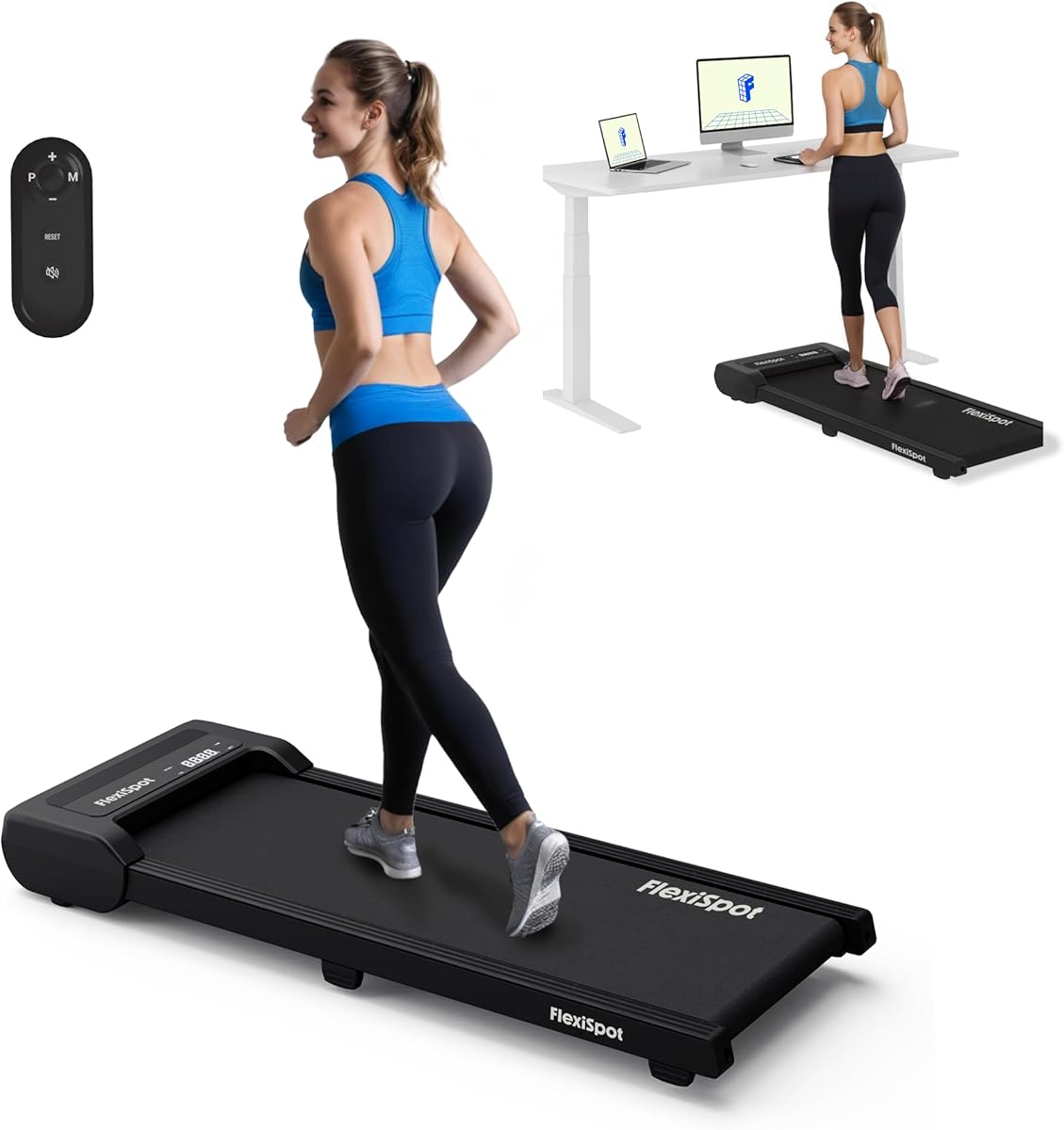 FlexiSpot Laufband Walking Pad für zuhause und Büro, Geräuscharme Laufbänder 4 in 1 Tragbares Laufband mit Fernbedienung und LED Display