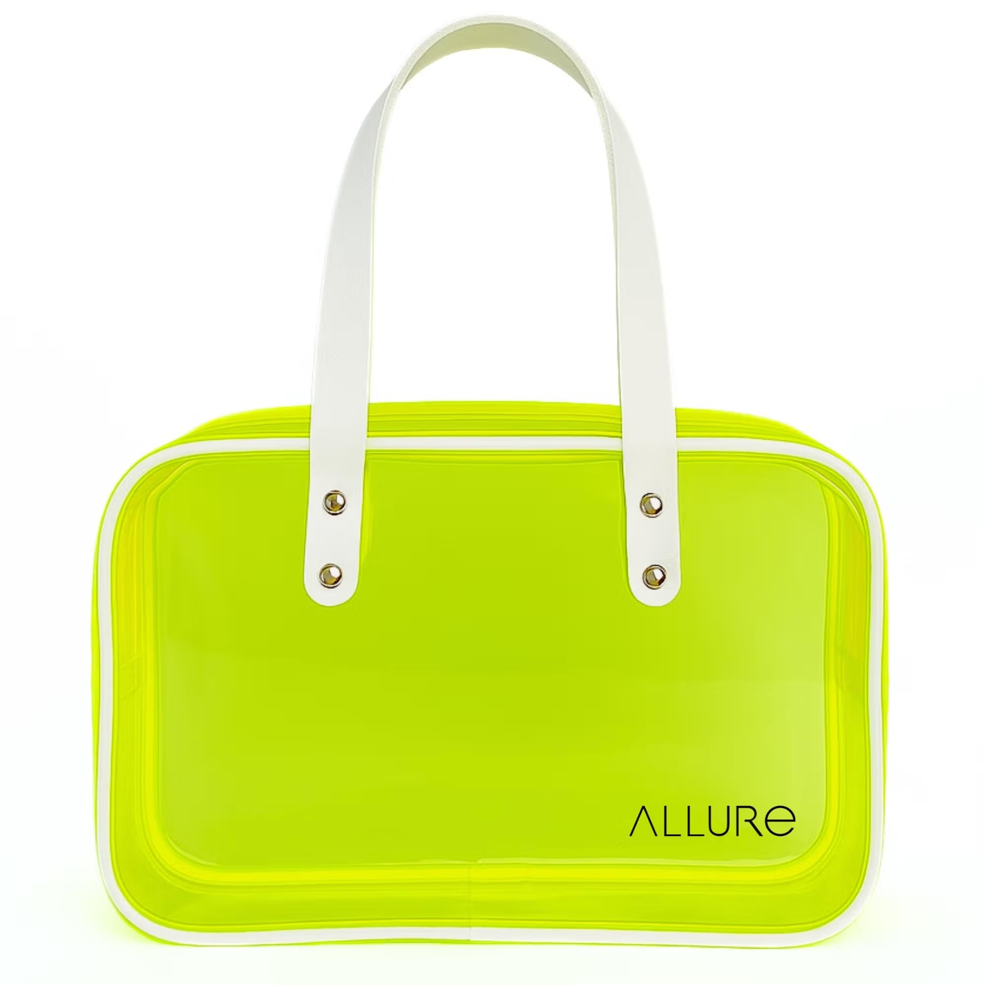 Allure Transparent Green Travel Toiletry Bag with White Handles-AV-07 | Polyester / Nylon-image-1