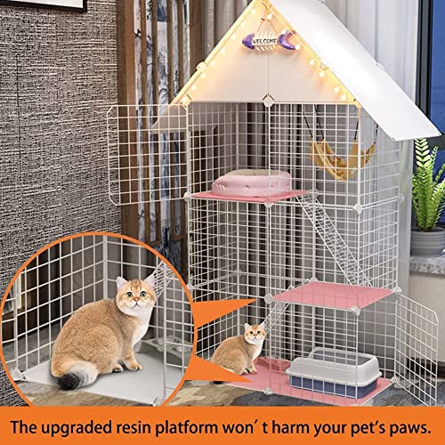 DuvinDD 3-Story Cat Cage Indoor Cat Kennels Crate, Metal Wire Cat House Indoor Durable Pet Enclosure for Rabbit, Bunny… - Image 5