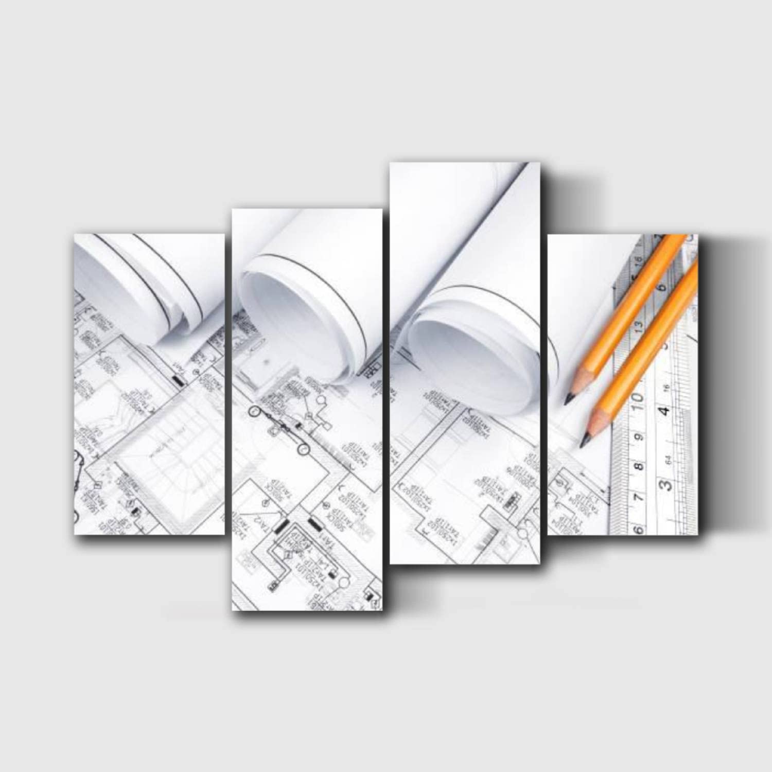 plan electrical installation Canvas Prints Wall Decor 4 Pieces Contemporary Framed Artworks for Living Room Bedroom Bathroom Office Home Decoration Gifts