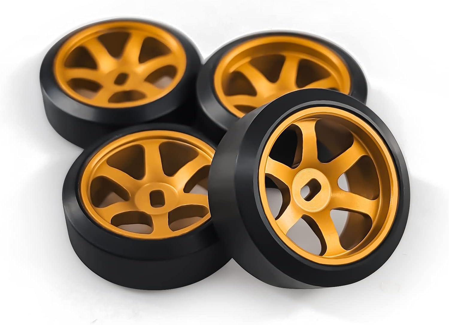 6 Spoke Wheel Rims & Rc Car Drift Tires for 1/28 RC Hobby Model Car, [2*Narrow+2*Wide] 4 Pcs 20mm Aluminum Alloy Rims with Tires for Wltoys K969 K989 P929 AWD XRX AMZ WL DRZ GLA BZ