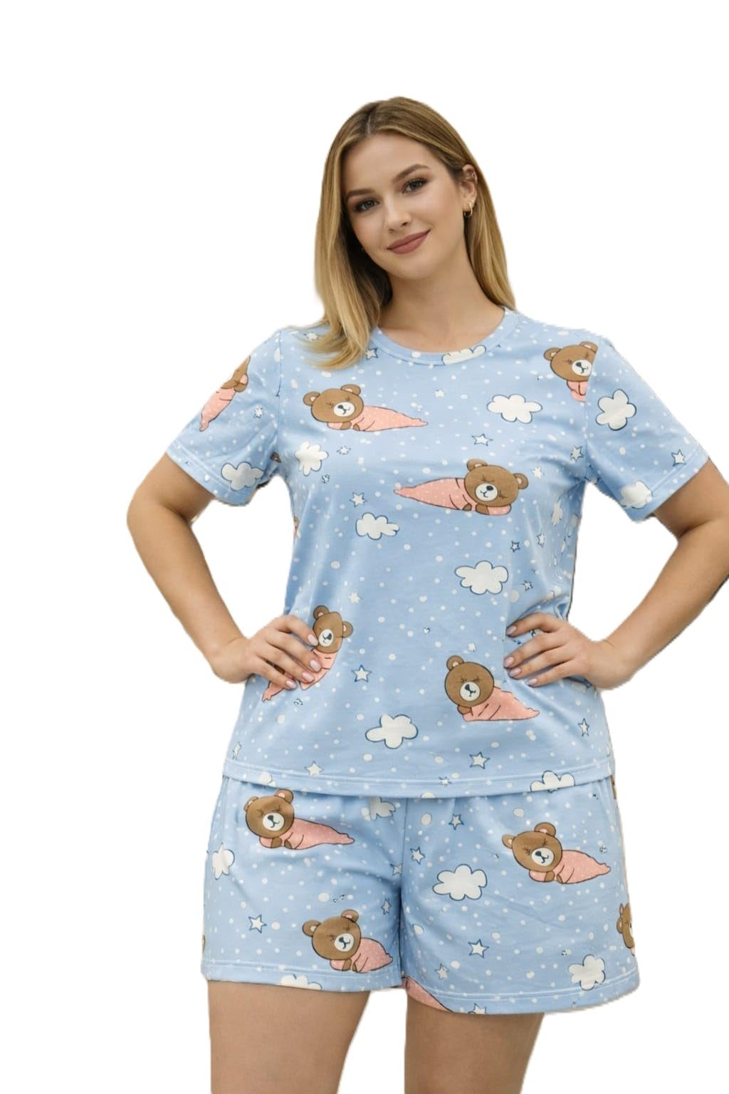 ukal Night Dress || Shorts Set || Nightsuit || Women Nightwear ||Round Neck Half Sleeve Nightsuit || Loungewear || Everyday Nightdress-picture-42