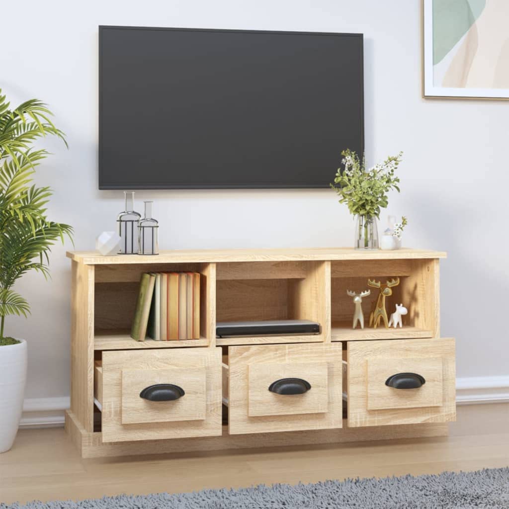 Sk Nowoczesny stojak pod telewizor le narożnik do salonu i kuchni dąb sonoma h sklejka 100 x 35 x 50 cm Slish wystrój domu Solut