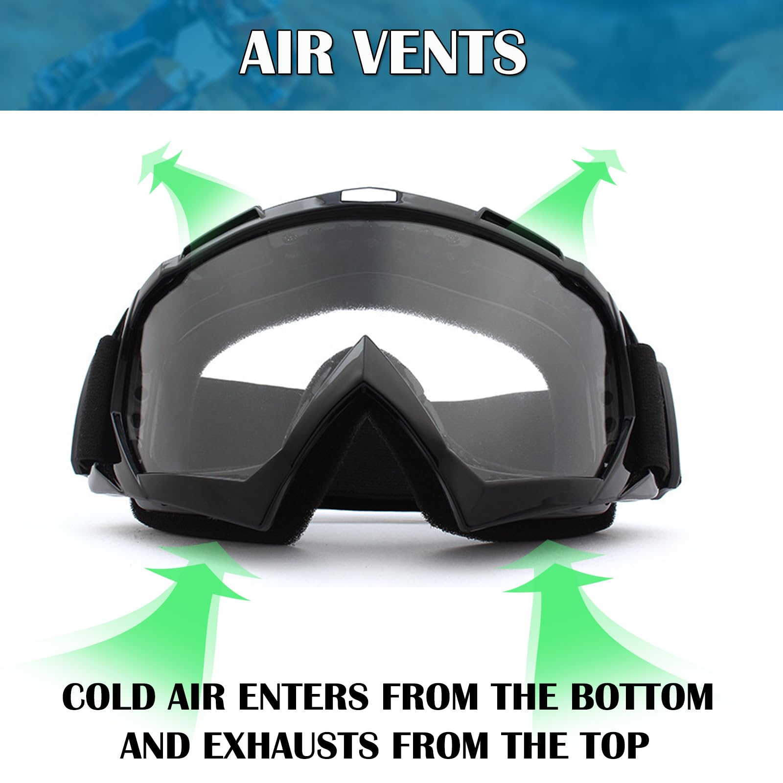 XITUADDA Dirt Bike Goggles with Neck Gaiter for Men Women Youth, Motorcycle Riding Motocross ATV Ski Goggles - 5