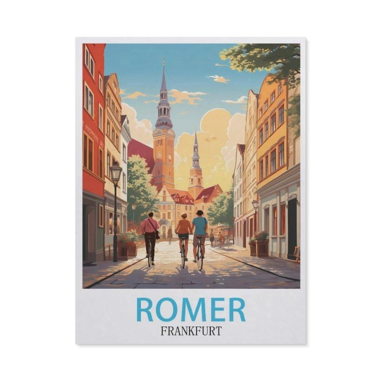 1000 Pieces Landscape Puzzles DIY，Romer Frankfurt vintage travel poster，Jigsaw Creativity Toys for Kids Adults（50x70cm）-AW91
