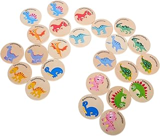 VICASKY 24 Stück Dinosaurierkognitive Toys Tier-Matching-Spiel Vorschulspiele Matching Toys Kinderspielzeug Kleinkindspielzeug Passendes Memory-Spiel Lernen Holz