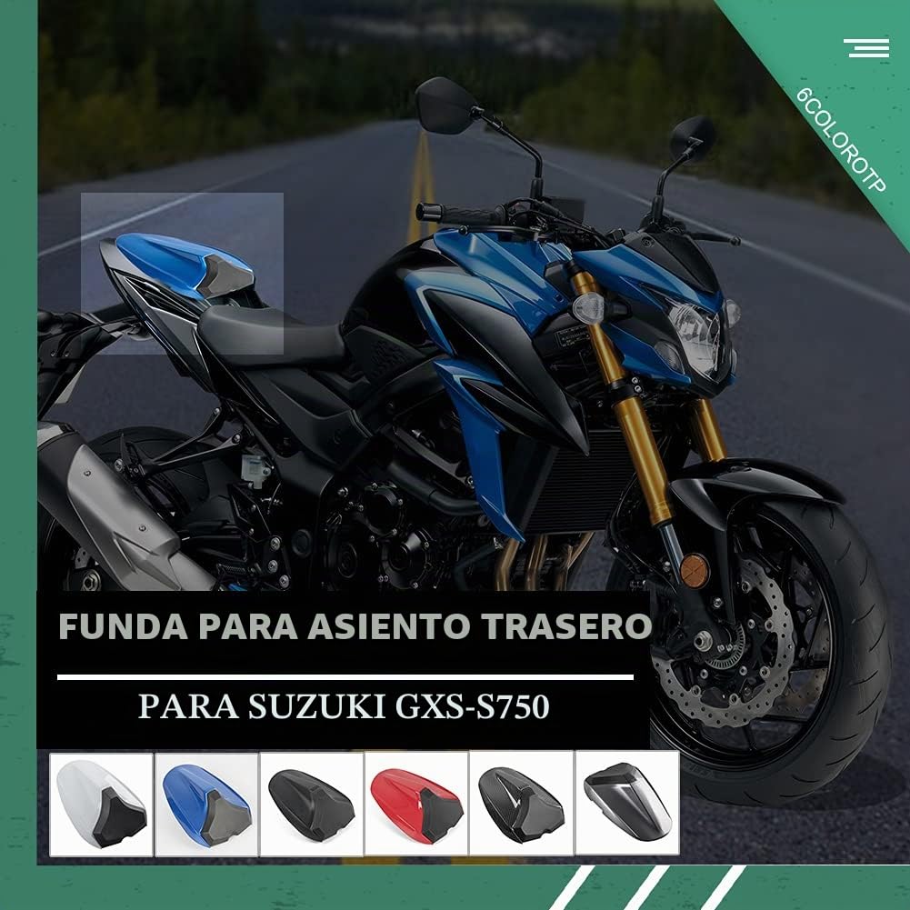 Cubierta de Joroba de Asiento Individual para Pasajero Trasero de Motocicleta, sección Trasera de carenado de ABS Duro para GSX-S GSXS 750 GSXS750 GSX-S750 2017-2023 (Negro Mate)