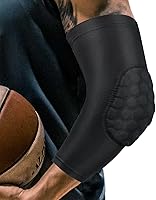 Vista 7 de Coderas de voleibol, protectores elásticos de panal de abeja con acolchado de esponja, almohadillas de antebrazo a prueba de golpes, mangas