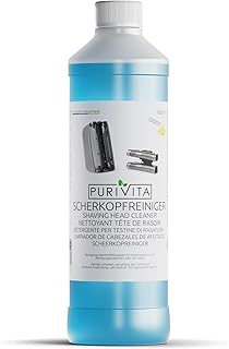 PURIVITA® Limpador de cabeças de barbear [1000 ml] - líquido para limpar máquina de barbear - compatível com cartuchos de limpeza Braun Clean & Renew & Philips Series - limpador [Certificação desenvolvida pela Amazon] Compact by Design