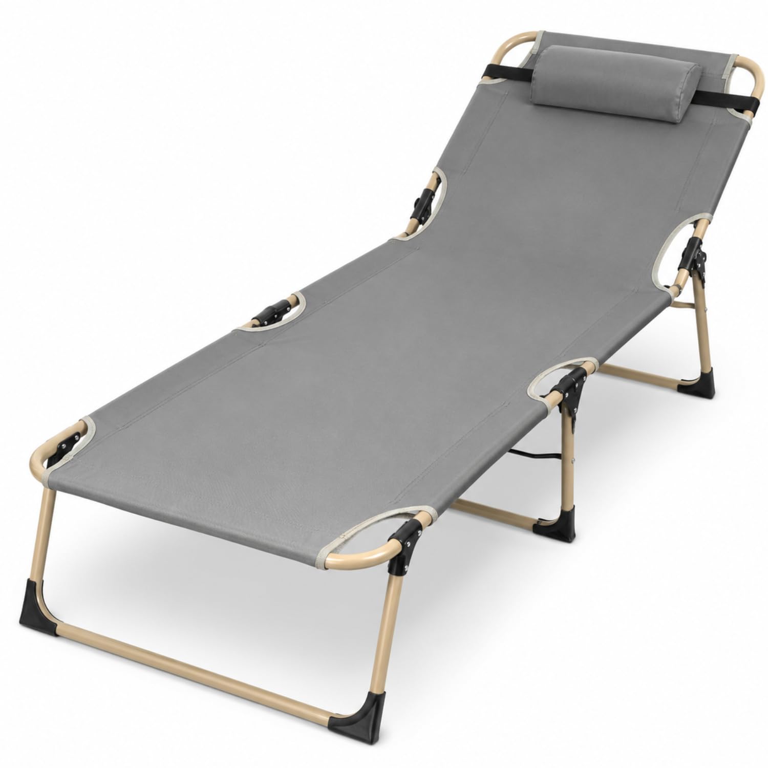 Lexara 4 Position Folding Cot for Adults, Adjustable Reclining Portable Sleeping Bed with Headrest Pillow Camping Cot, Heavy Duty Metal Frame, Home Guest, Office Nap Bed, Outdoor Garden Travel-image-39