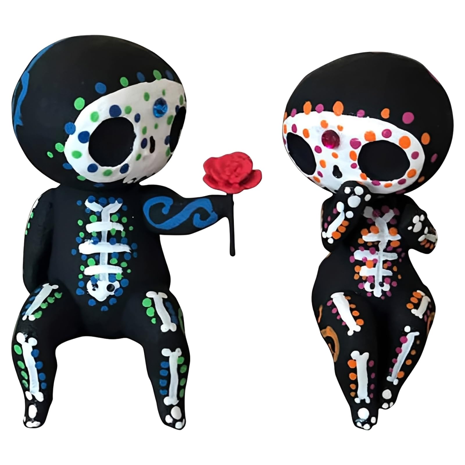 ZPSCXQ Sugar Skull Figurines, Hand Crafts Sugar Skull Resin Decorative, Gothic Home Decor Skull Ornaments,for Women And Valentine Home Decoration