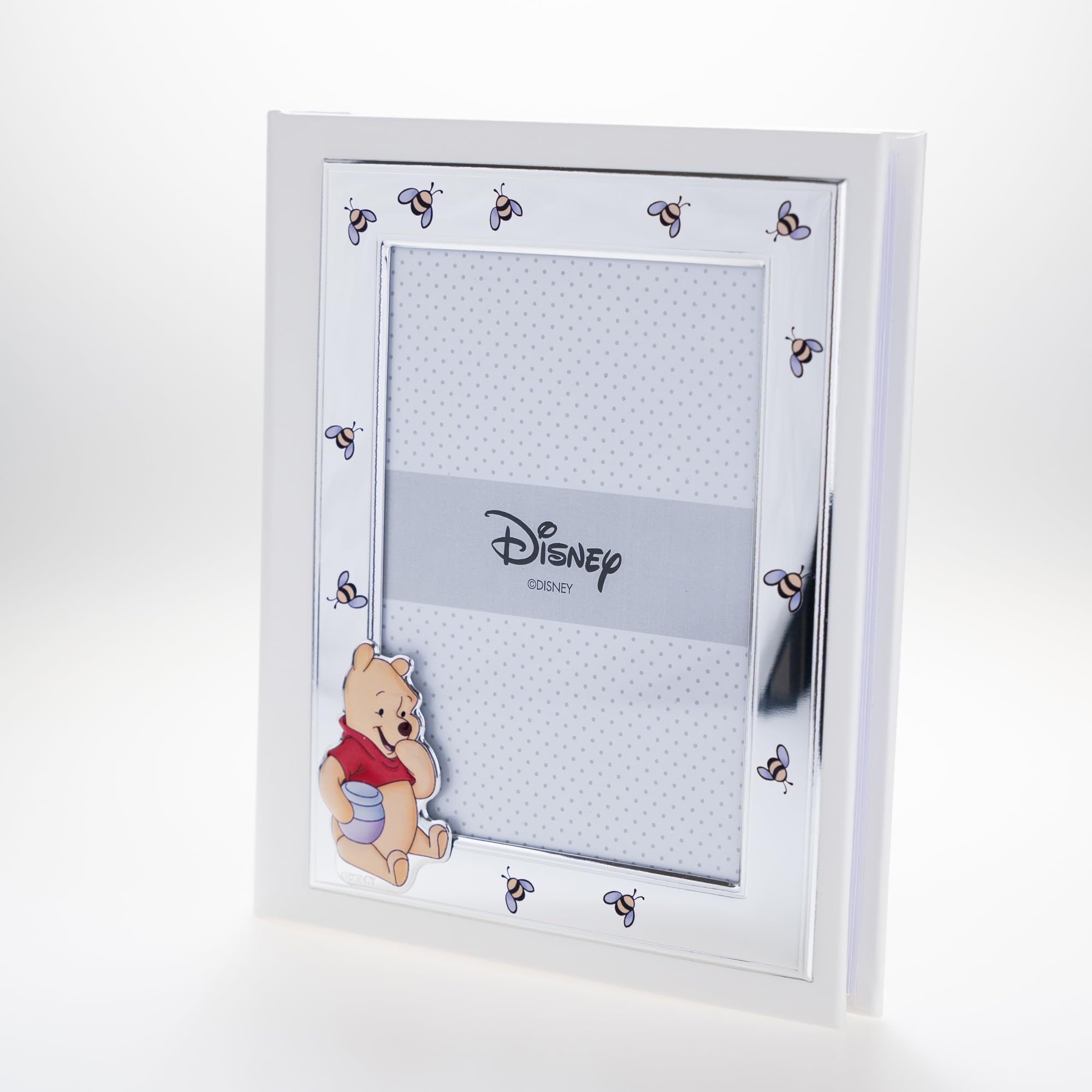 VALENTI & CO. Disney Baby Winnie The Pooh - Álbum de fotos infantil con marco de plata para regalo bautizo recién nacido o cumpleaños niños