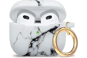 Gawnock Silicone Airpods 3 Case 2021: White Marble Airpods Cover