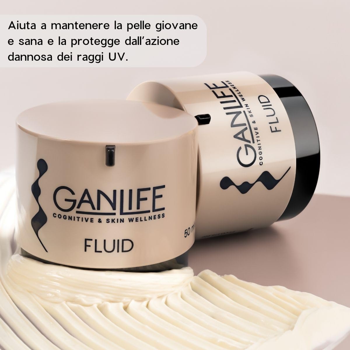 GANLIFE Crema Facial de Día Hidratante con Antioxidantes, Para Piel Normal y Mixta, Crema Protectora con SPF20, Con Ácido Hialurónico, Glutatión, Vitamina E, 50 ml