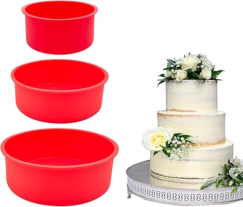 3 moldes redondos de silicona para hornear moldes de silicona de liberación rápida para hornear moldes de cocina antiadherentes reutilizables para