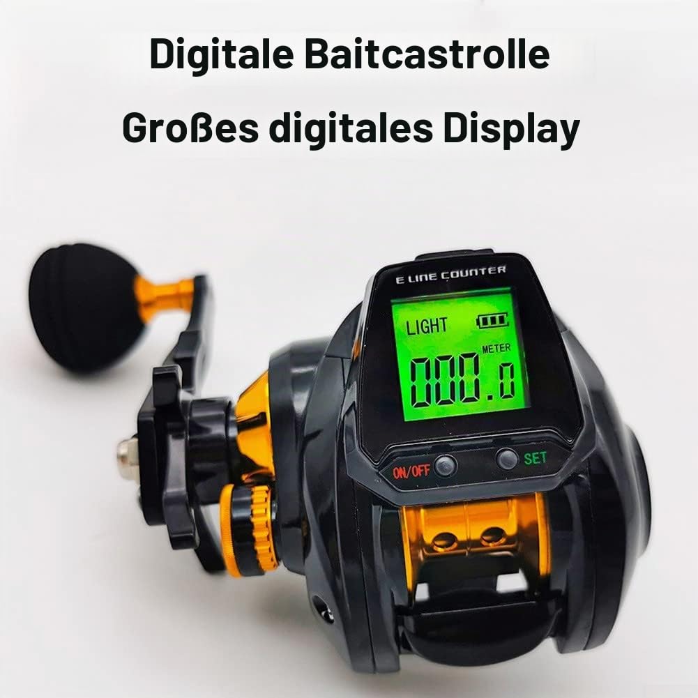 SPORTARC 6.3:1 Digitale Baitcasting Angelrolle mit Linienzähler, 5+1 Edelstahl-Kugellager, Magnetbremse, EVA-Griff, für Rafting und Baitcasting