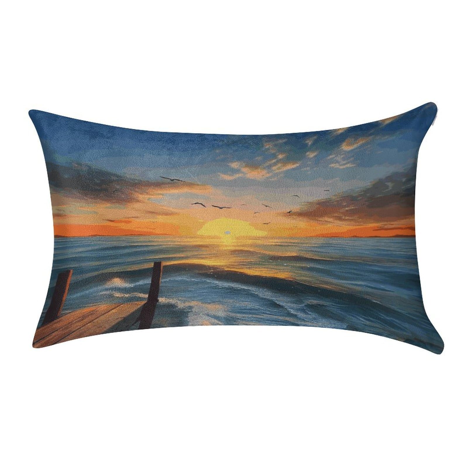 LDGSUPH Sunset Sea Velvet Throw Pillow Covers Cozy Pillow Shams Pillowcases Detachable Pillow Cases Soft Cushion Cover with Zipper for Sofa Car Bed Pillow Protectors 12 "×20 "