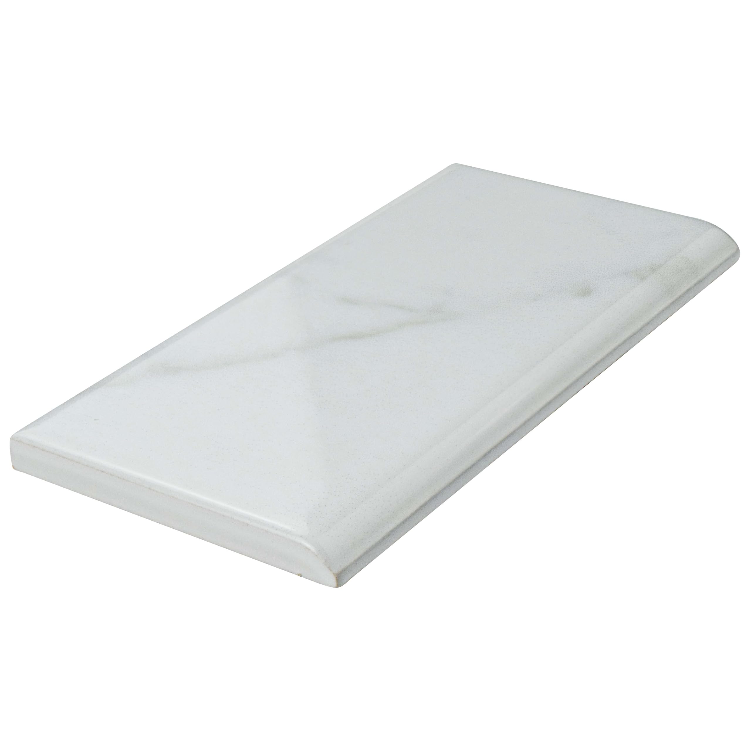 SomerTile Classico Carrara - Azulejo de cerámica brillante de 7,6 x 15,2 cm