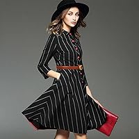 Vista 317 de Cinturón de cuero clásico con hebilla de metal para mujer con vestido de jeans Aah-negro-clásico