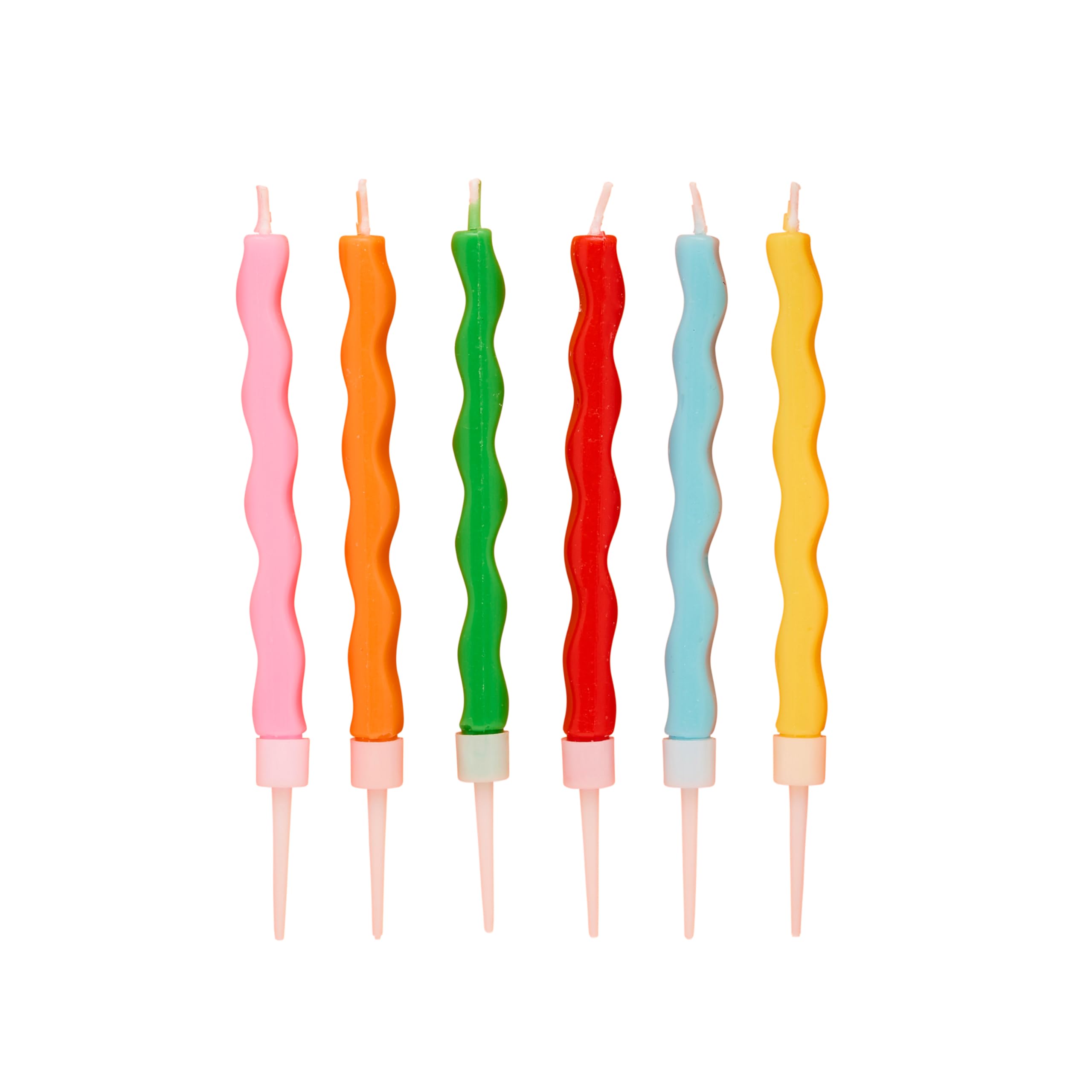 Hootyballoo Playful Brights Wiggly Candles - Pack Of 12 - Birthday Celebration Candles