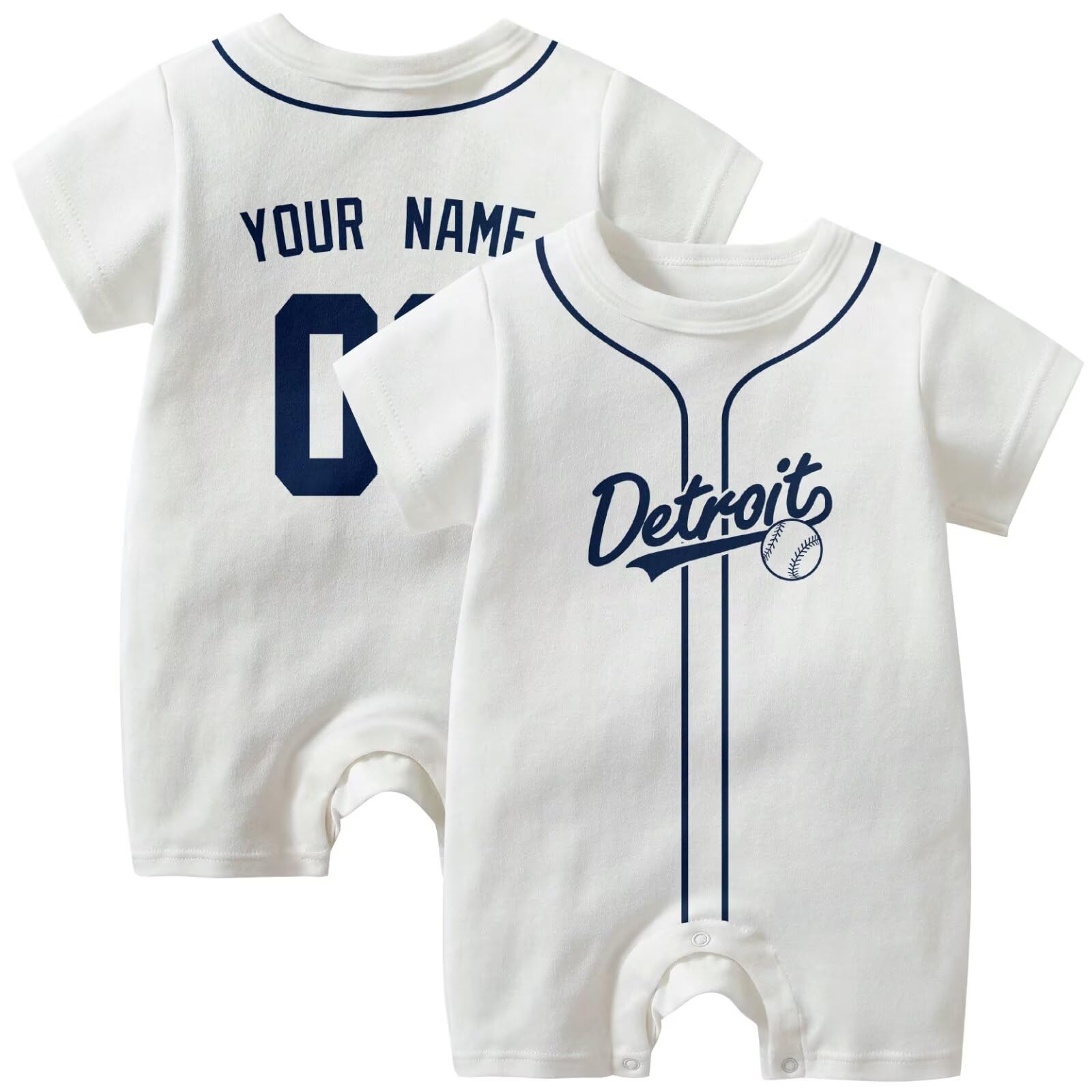 KREDE Baby Clothes Unisex White Bodysuit Rompers Custom Name Number for Baby Boys