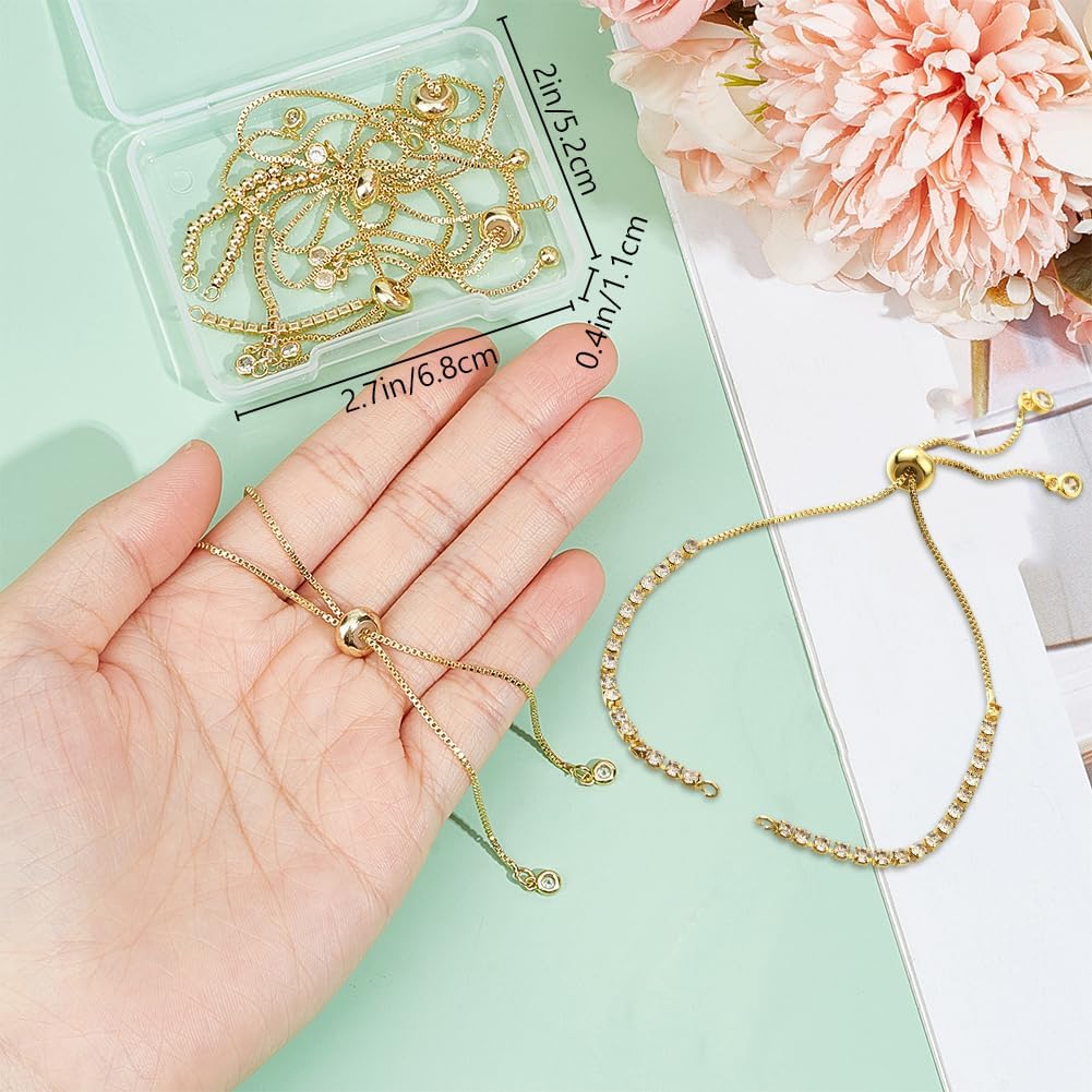 Beebeecraft 1 Box 8Pcs 4 Styles Adjustable Slider Bracelet 18K Gold Plated Bolo Bracelets Makings Chains Extender Chain Metal for DIY Jewellery Making Crafts - Image 3