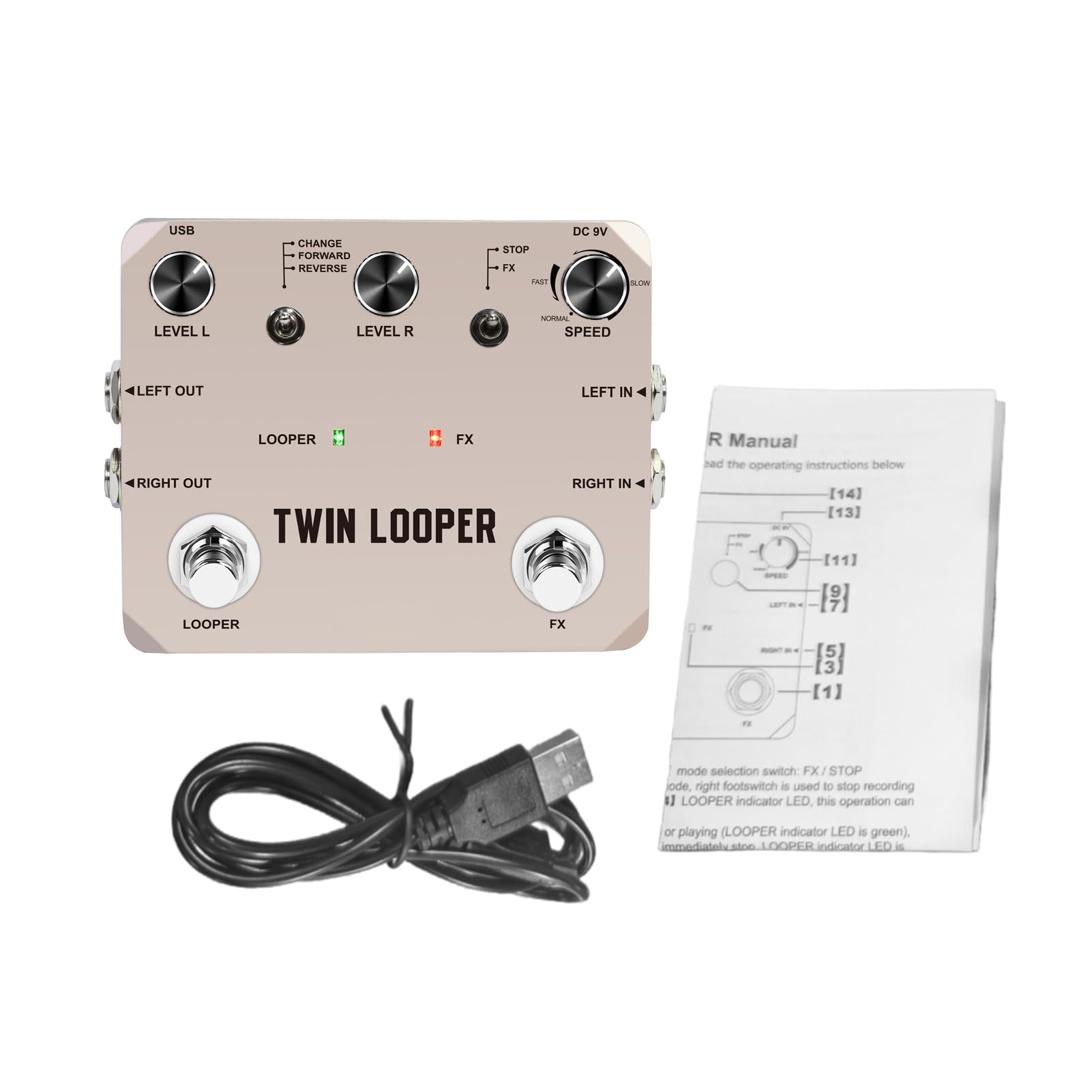 Rowin Guitar Looper Pedal Professional 11 Typów Odtwarzania 10 Minut Nagrywania 24-bitowe Próbkowanie Gitara ze Stopu Cynku Loop Station Pedał Efektów do Występów na Gitarze