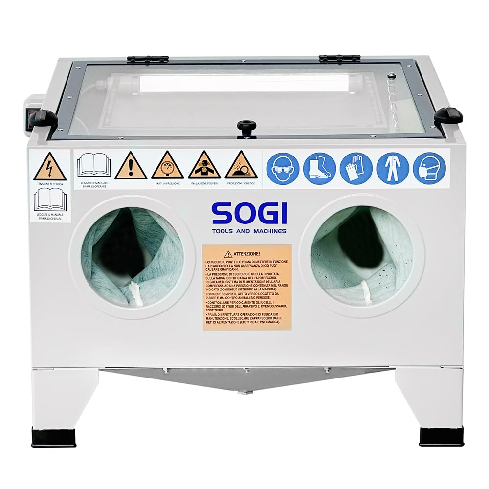 SOGI S-56 Arenadora de banco con abrasivo corindón GRA-36 o GRA-80 o microesferas de vidrio (S-56 + Corindón GRA-80)