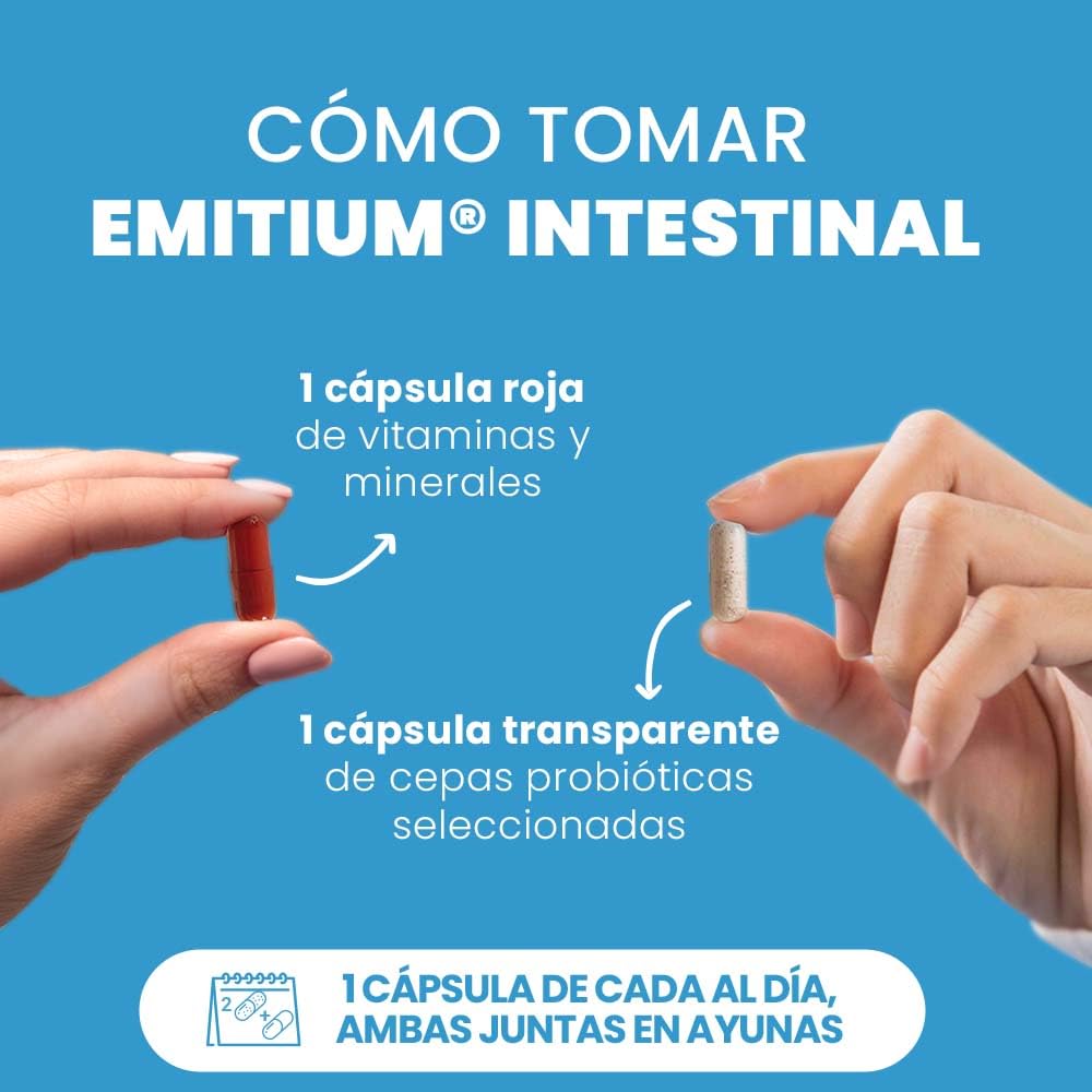 Probióticos para Intestino y Colon | 60.000 Millones UFC con Prebióticos, Alcachofa y Zinc | Flora y Microbiota Intestinal | Gases, Hinchazón, Diarrea | 60 Cápsulas | EMITIUM Intestinal