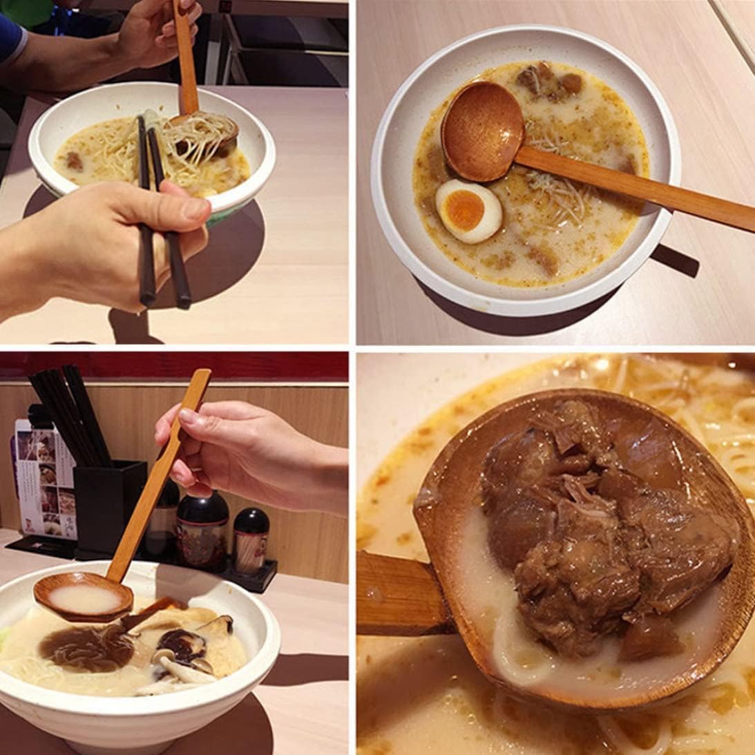 Ramenlöffel mit langem Griff, Holz, großer heißer Topf, Schildkröte, Getränke, Suppe, langer Griff, Ramen, Holzsuppe, Hot Pot, japanischer Topf, 2 Stück