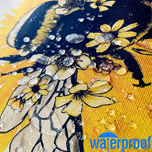 HUASHUZI Outdoor Waterproof Throw Pillow Covers Bee for Women Cushions Pillows Case 18x18 Inch Set of 4 Patio Furniture Pillows Decorative for Home Garden Sofa Couch