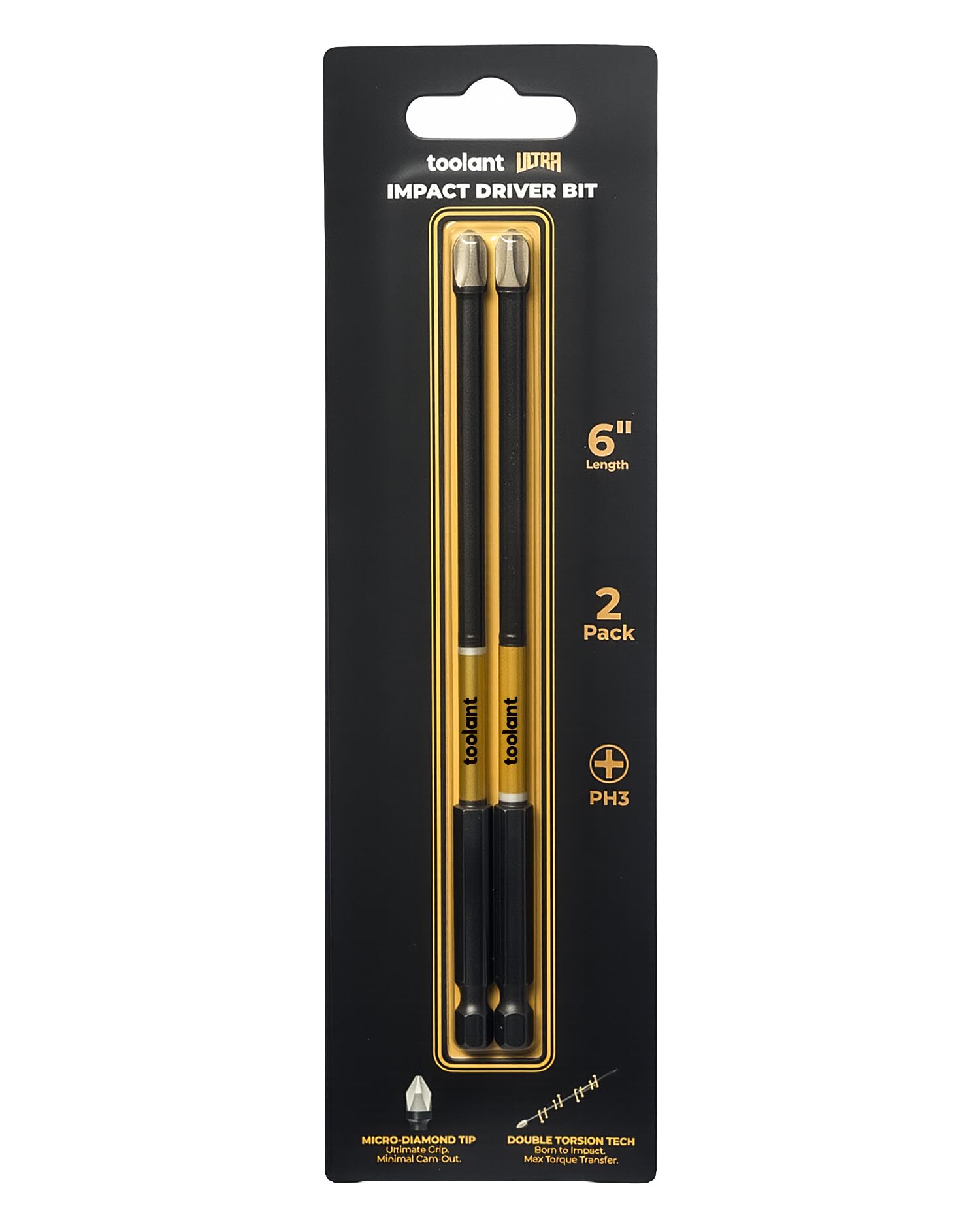 toolant PH3 Phillips Impact Bit Set, 6 Inch, 2-Piece, Magnetic