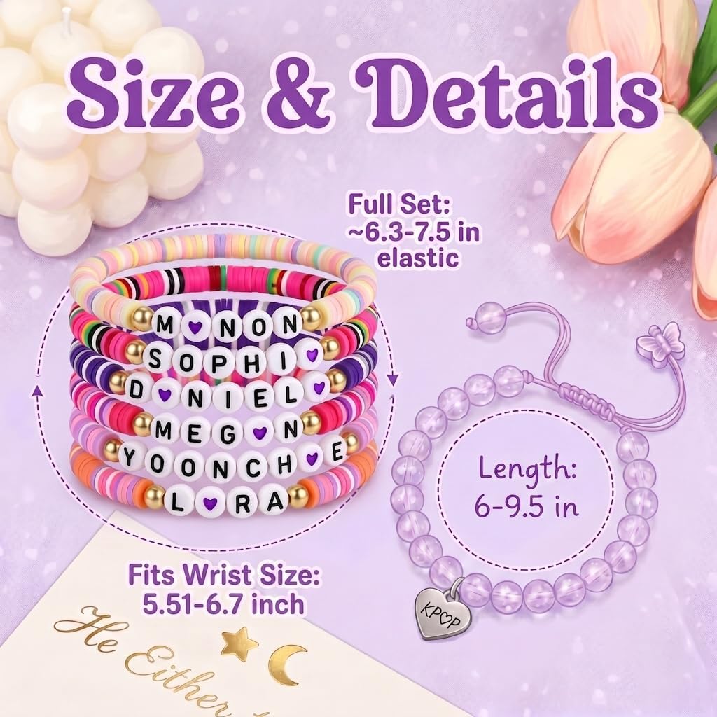 ChillOutPal Kats Merch Bracelets Set - 11Pcs Kpop Clay Heishi Bead Bracelets for Girl Fan Merch Gifts
