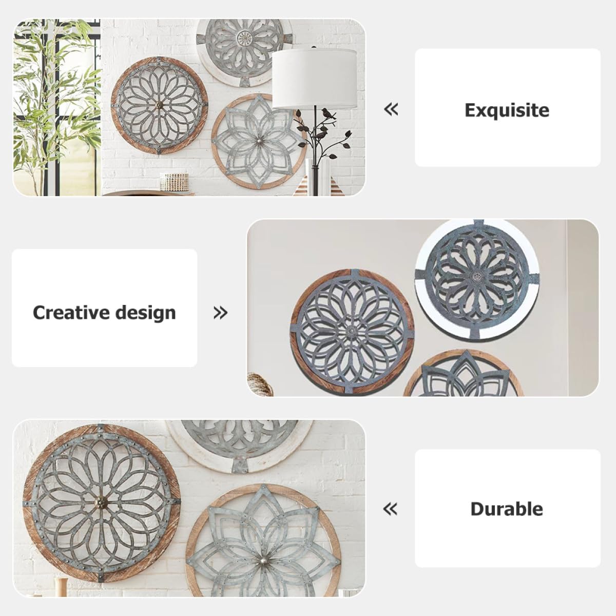 Toyvian 3 Piezas de Colgantes de Pared Artesanales de Acrílico Diseño Floral Retro, Decoración Colgante para Interiores, Adornos de Pared en Forma de Flor para Habitaciones y Hogar