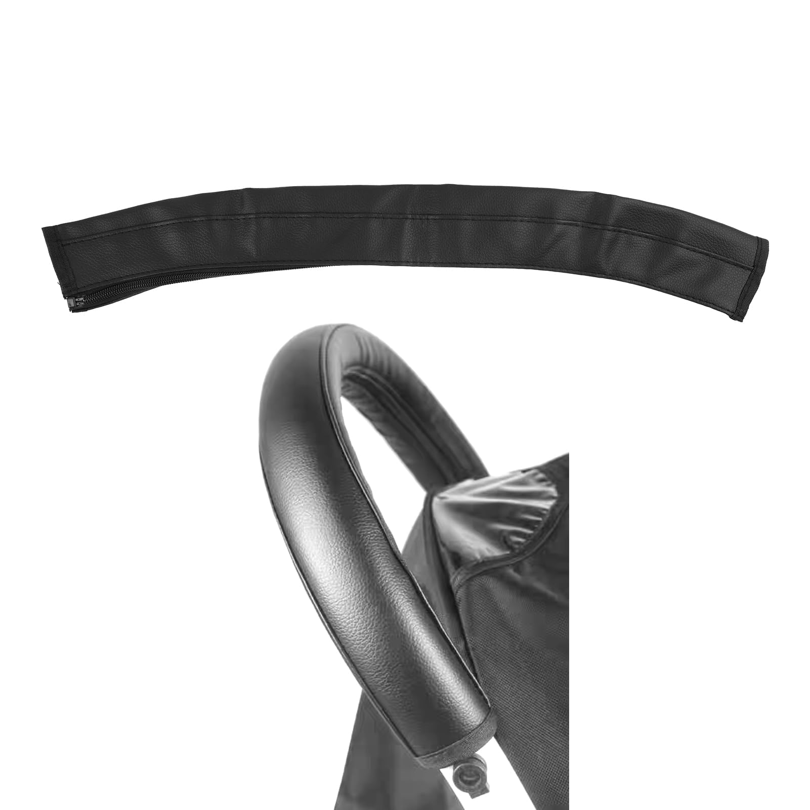 Griffschutz Für Kinderwagen Pu-Leder Schutzhülle Schwarz– Schutzhülle Für Babyze, Langlebiger Und Stylischer Handle Protector Für Kinderwagenarmlehne, 55x12 Cm, Einfach Zu Reinigen ﻿ ﻿
