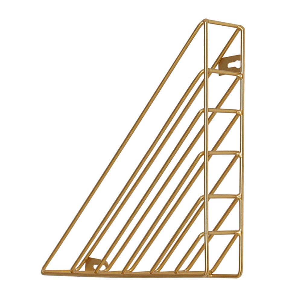 Almabner Wall Mounted Triangle Book Shelf, Iron Structure Practical Wall Hanging Book Rack, Metal Magazine Newspaper Holder File Folder Storage Stand for Office Home