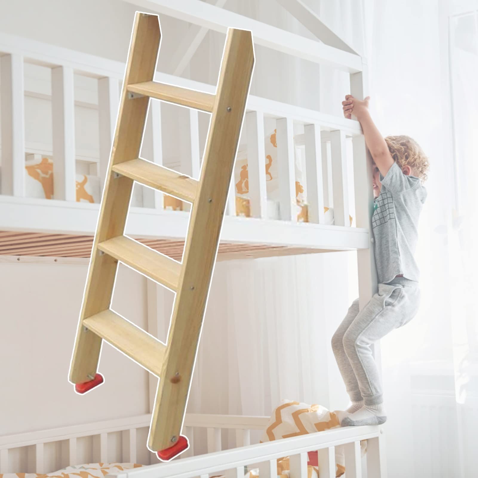Escalera de litera de 4 escalones y 125 cm para habitaciones infantiles y caravanas