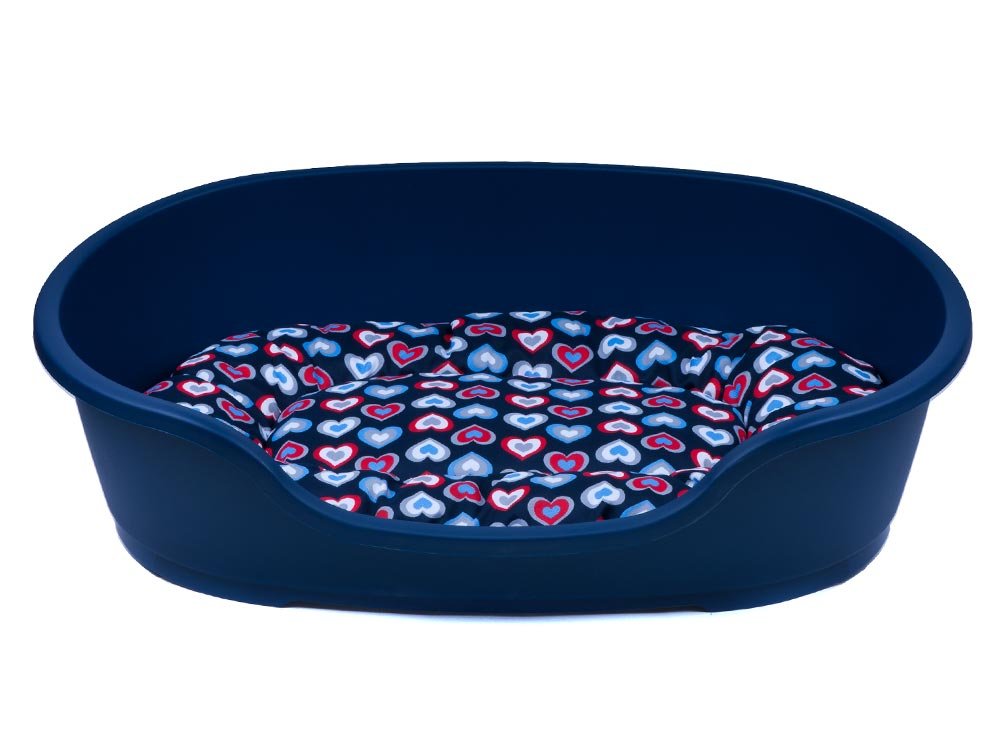 adena Hundekorb 92 x 61 cm blau + Kissen Herzen blau