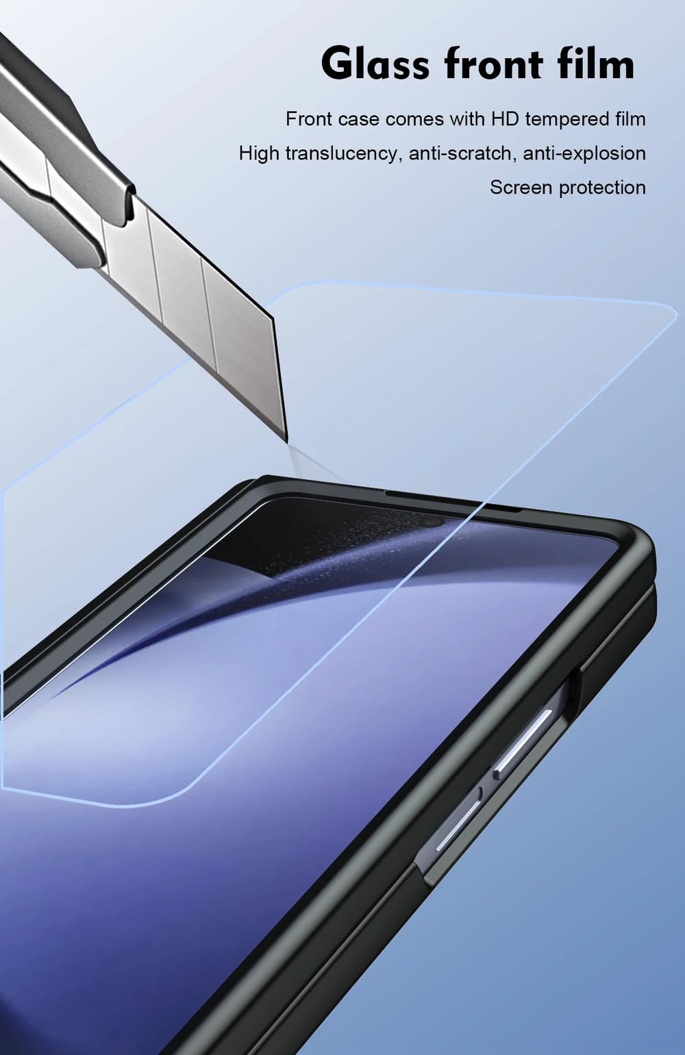 Funda con bisagras de protección Completa para Samsung Galaxy Z Fold 6 5 4 3 con Cubierta Plegable con lápiz táctil Soporte de película de Vidrio Templado, Azul, para Galaxy Z Fold 2