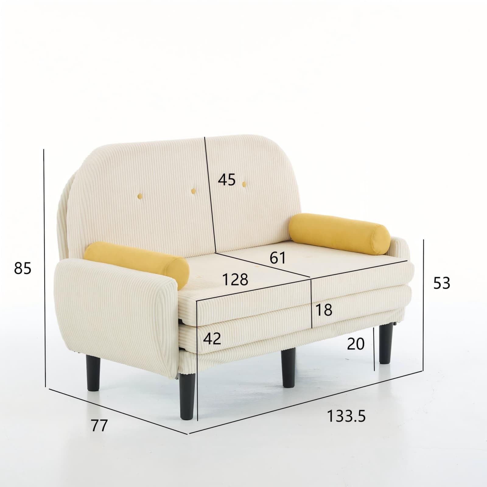 KOMHTOM Moderne Canapé Convertible 2 Places Avec Dossier