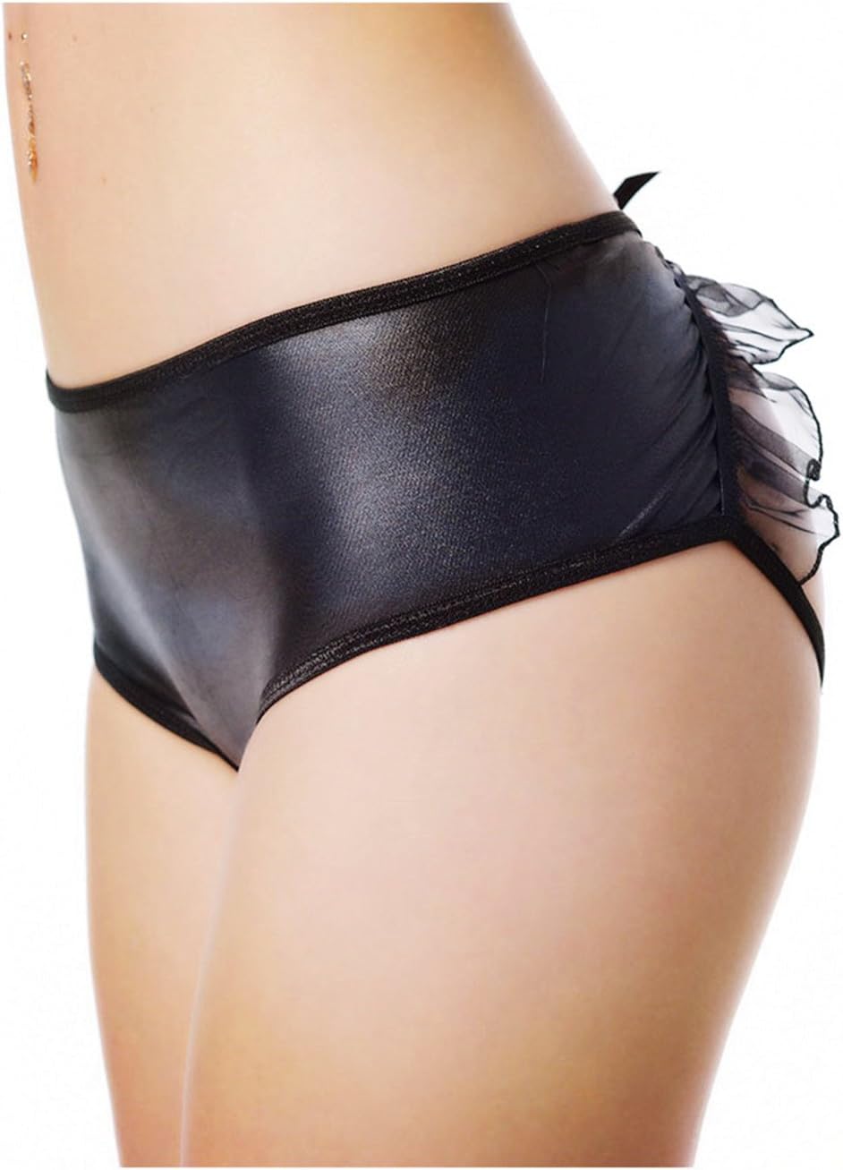 RwalkinZ Women's Butter Fly Leatherette Boxer Briefs Black Panties Boy Shorts