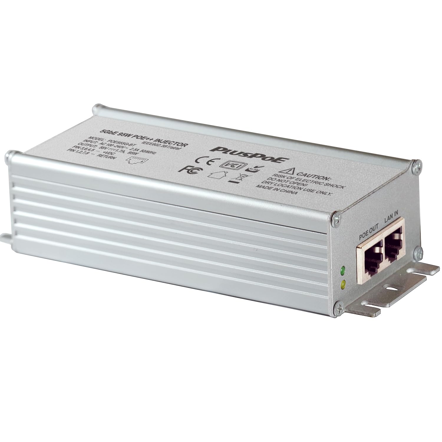 2.5Gb Gigabit PoE++ Injector 90W, 2.5G/1 Gigabit POE+ Power
